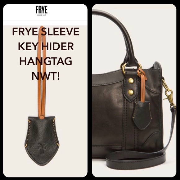๐ฅHTF! Frye Black Leather Sleeve Key Hider Bag Charm Fob ๐ฅณ๐ - Picture 1 of 7